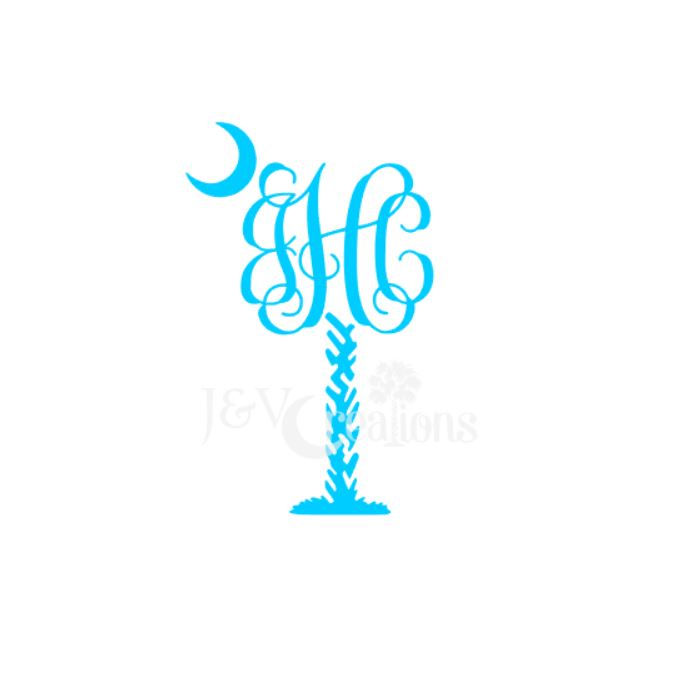 Thumbnail: Palm Tree Monogram Vinyl Decal