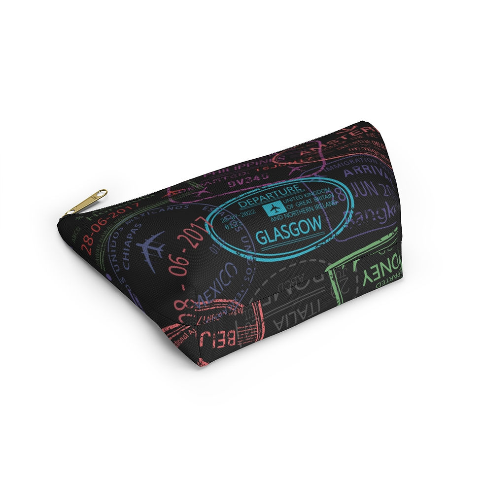 Thumbnail: Passport Stamps Makeup / Accessory Pouch w T-bottom