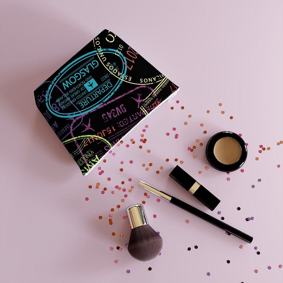 Thumbnail: Passport Stamps Cotton Cosmetic / Makeup Bag