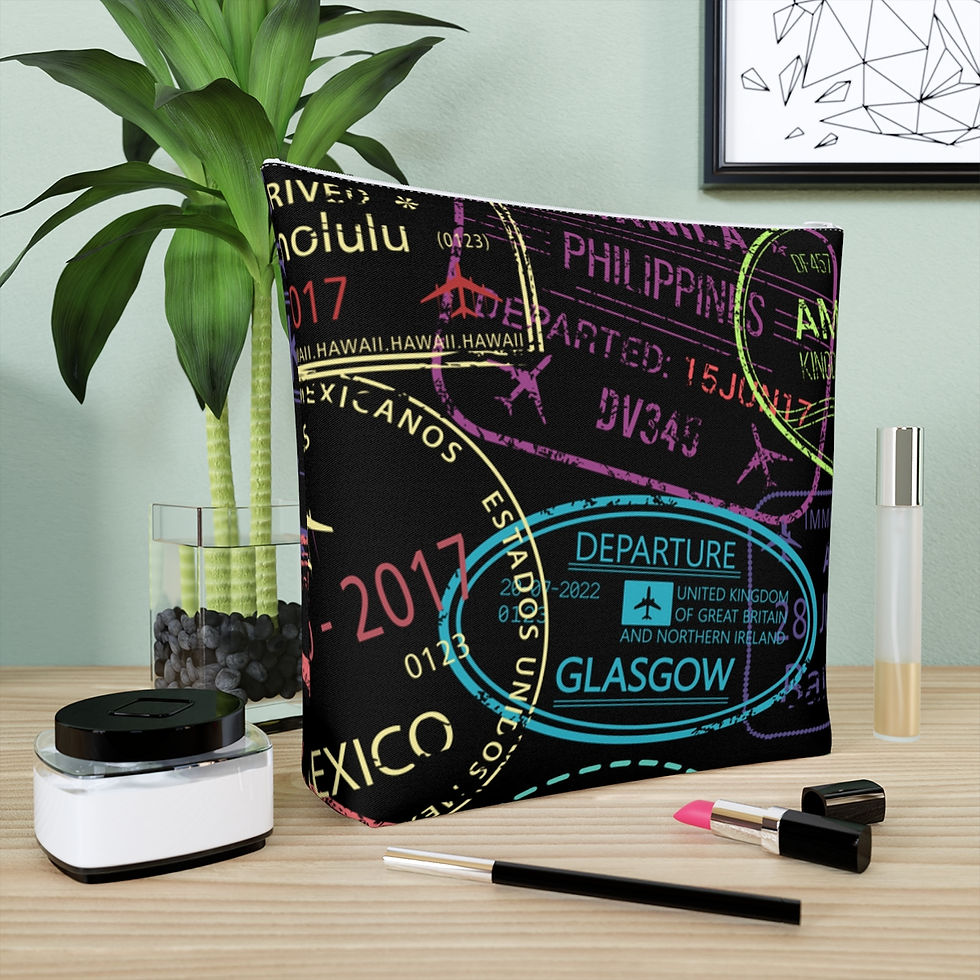 Thumbnail: Passport Stamps Cotton Cosmetic / Makeup Bag