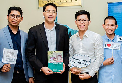 A group of Future Forum partners at the Cambodia2040 book launch.