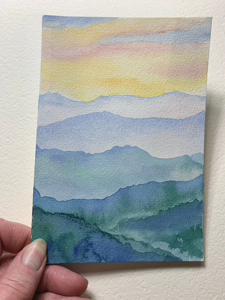 Pale watercolor of the Smoky Mountains, North Carolina