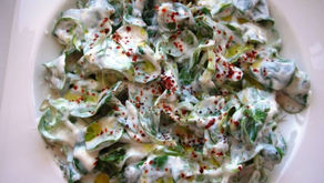 Purslane salad with garlic yoghurt