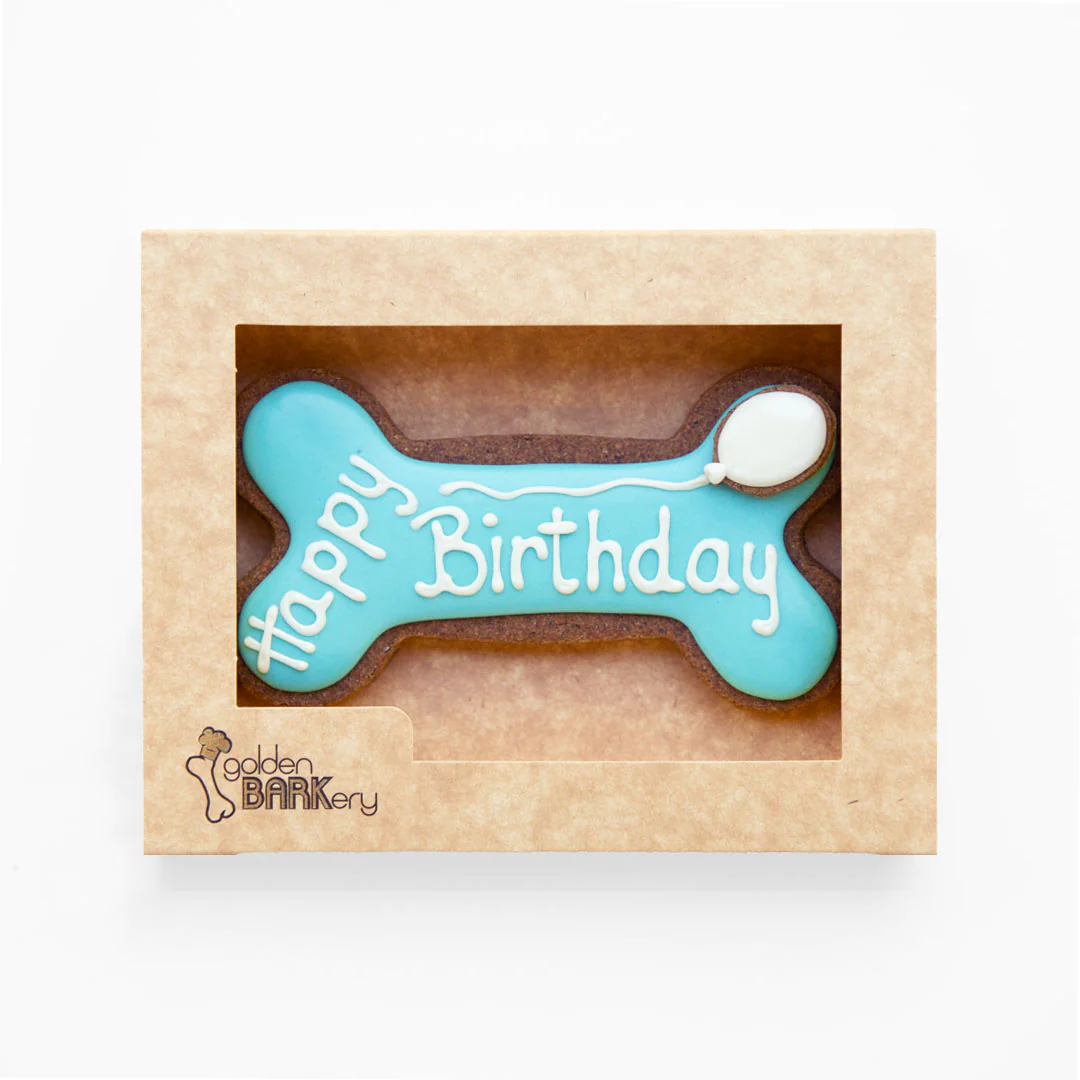 Happy Birthday Biscuits Bone by Golden Barkery Dapper Dog Grooming