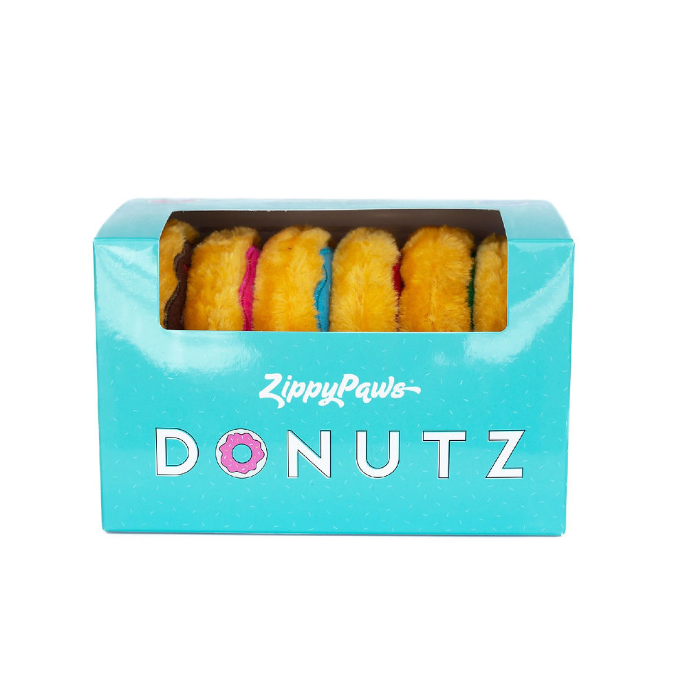 Zippy Paws Miniz Donutz Plush Squeaker Dog Toy - Gift Box with 6 Mini Donuts