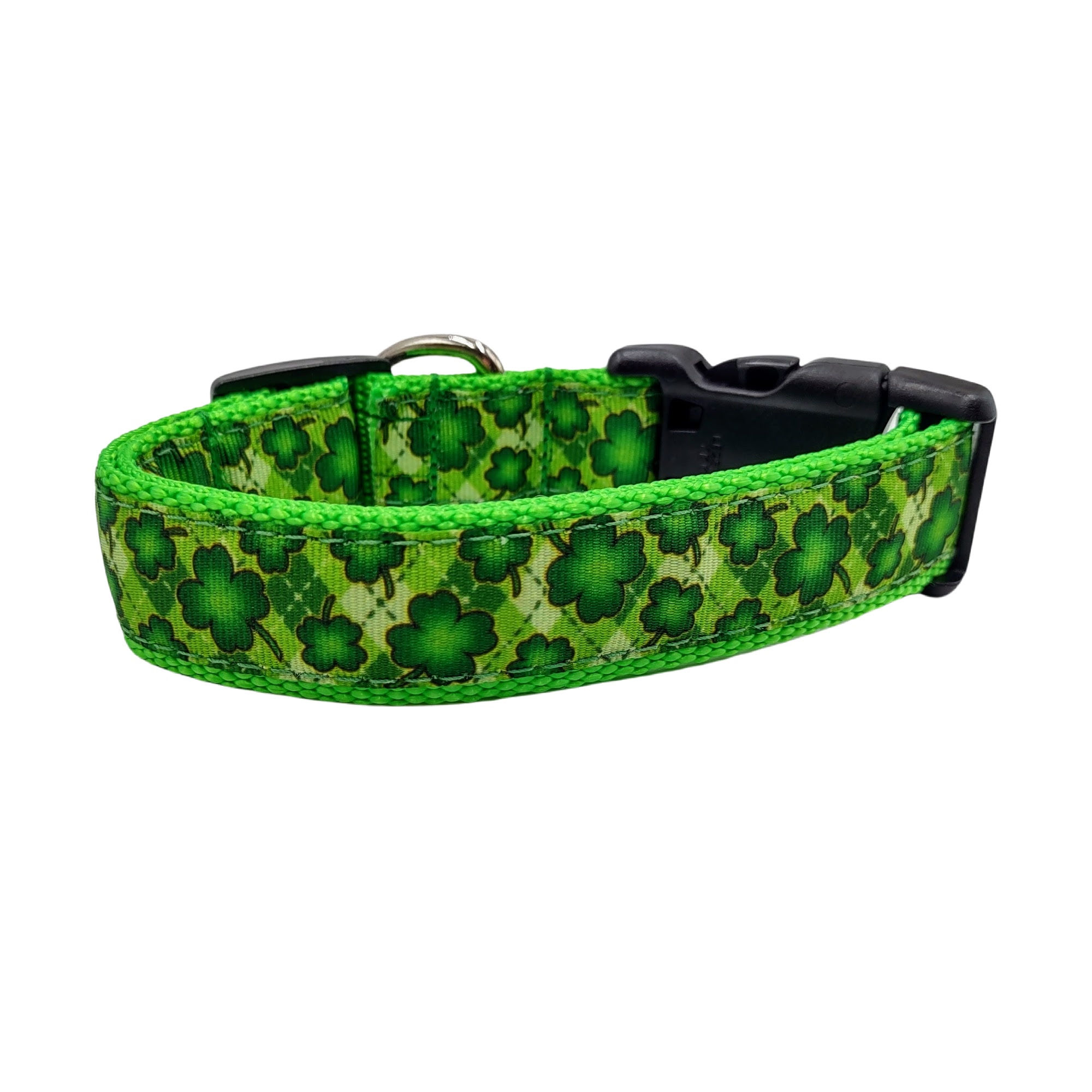 Green Argyle Shamrock Dog Collar