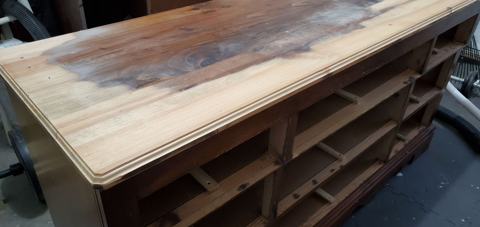 Transition of stain and bare wood