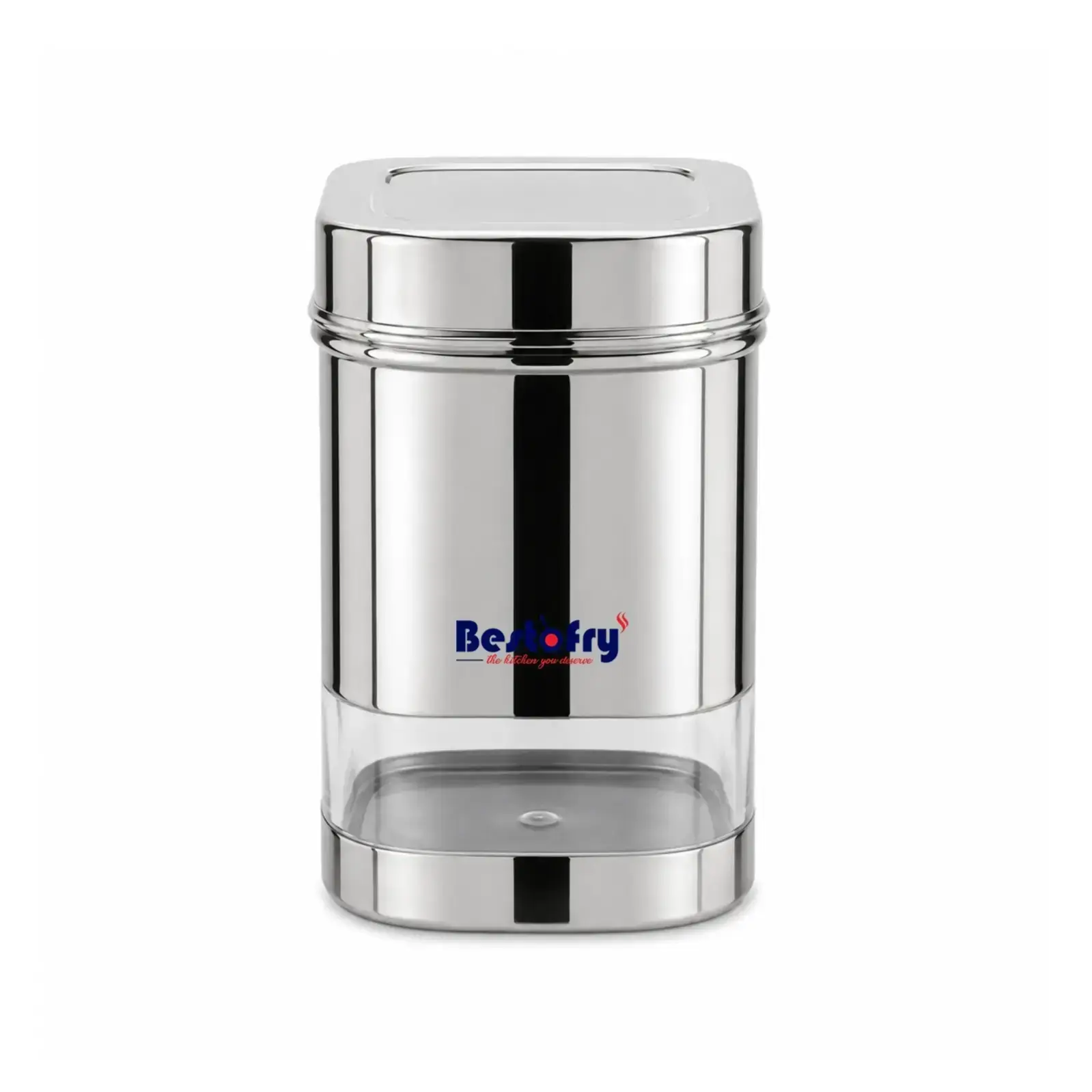 Premium Stainless Steel Square Storage Container 2 Kg Capacity Airtight window