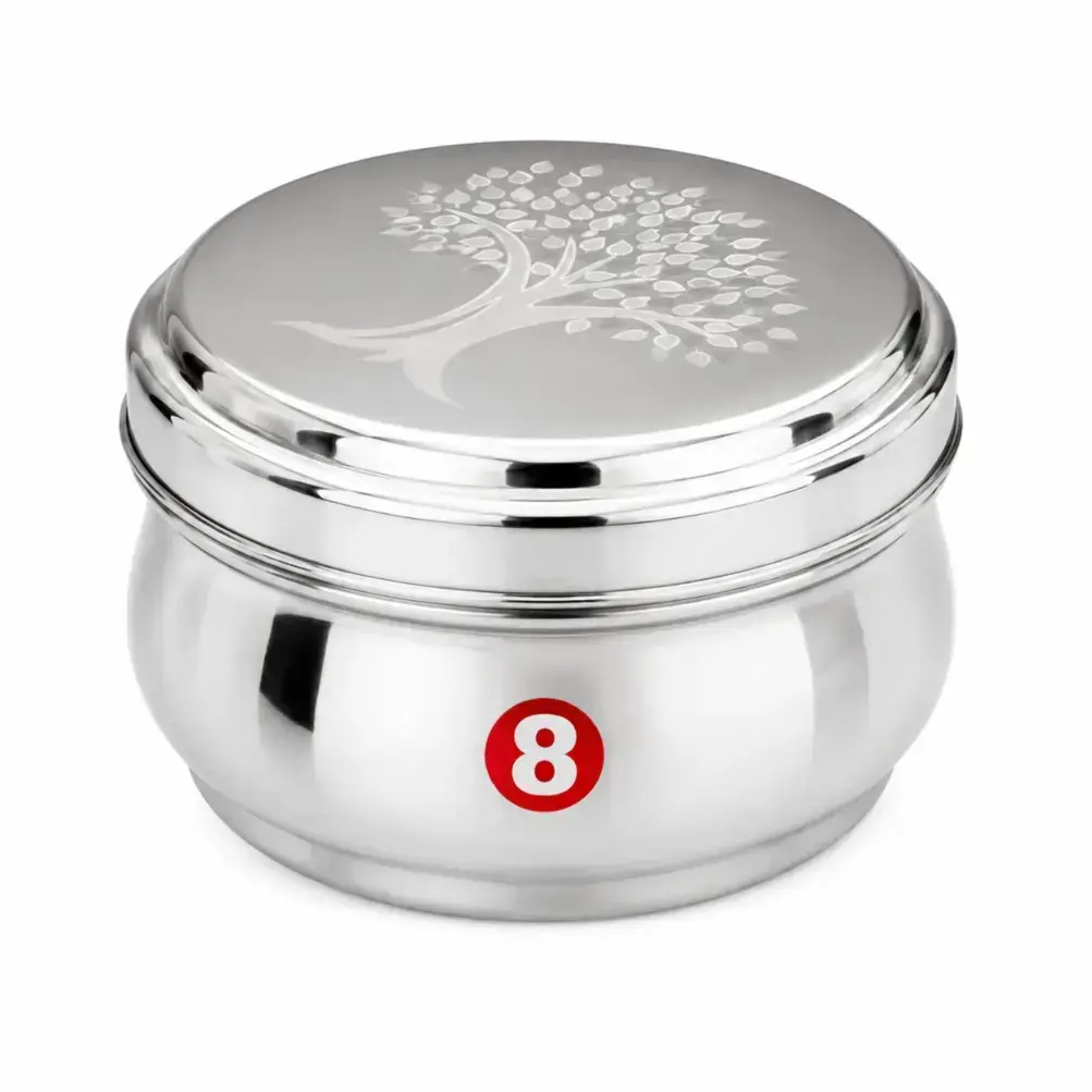 Stainless Steel Premium Storage Box No. 8 with Lid Mirror Finish Kitchen Contain