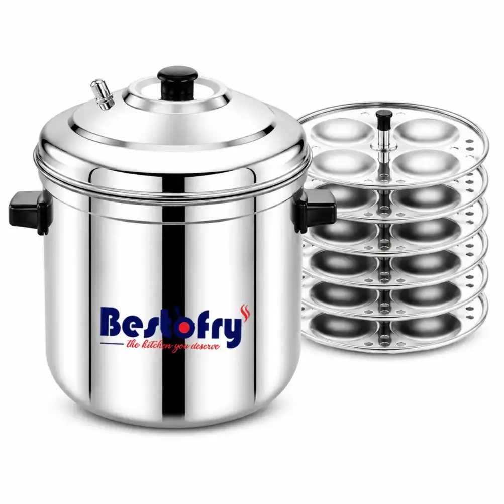 Bestofry 6 Plate Stainless Steel Idly Steamer 16 Idli Capacity Food Grade