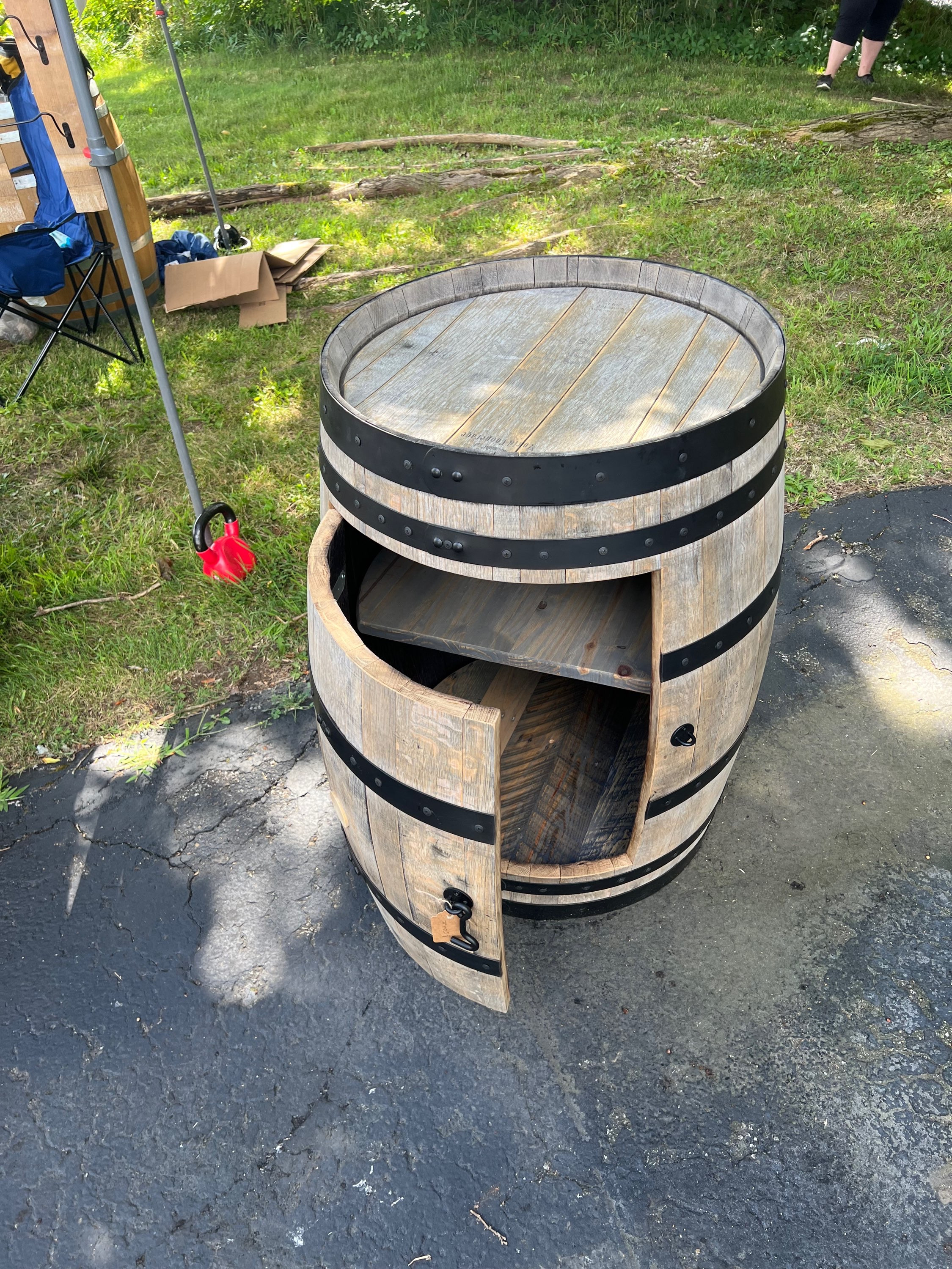 Wine barrel cabinet