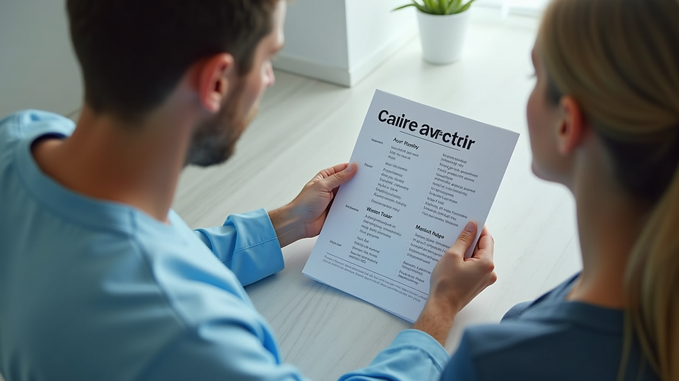 High angle view of a chiropractor reviewing patient medical history