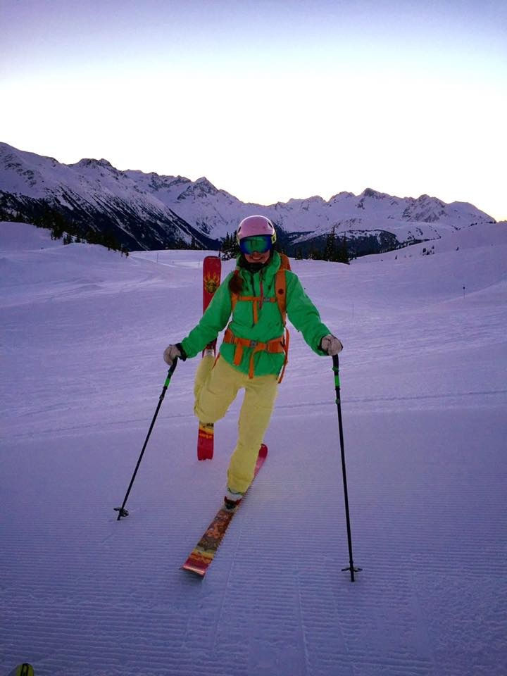 Januray 1st 2016 - I was shining and wearing every bright colour I loved... and the skis' name was She is trouble...