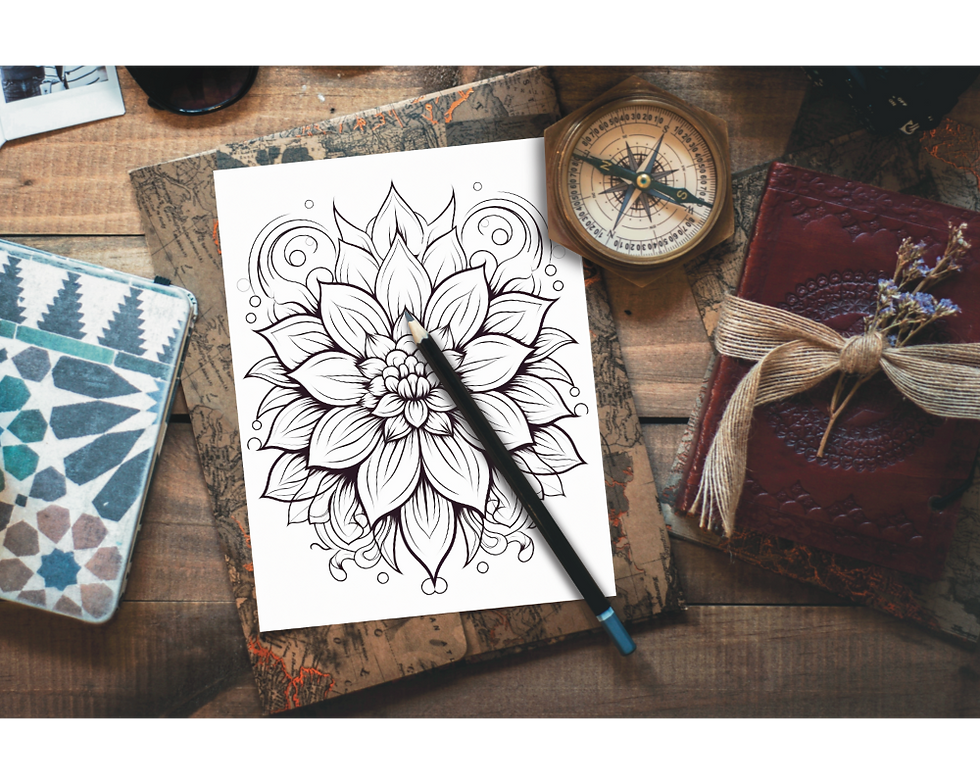 Thumbnail: Floral Coloring Pattern Page 14