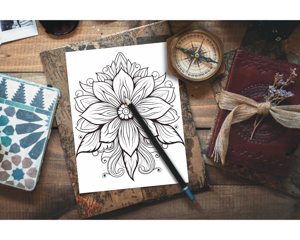 Thumbnail: Floral Coloring Pattern Page 5