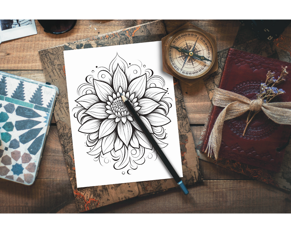 Thumbnail: Floral Coloring Pattern Page 7