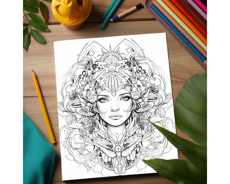 Thumbnail: Fantasy Face Coloring Page 12