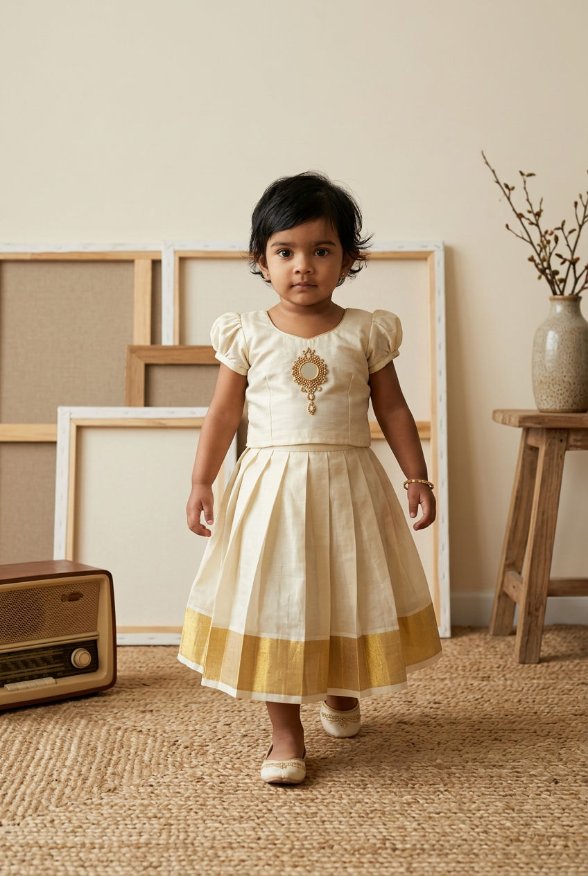 Onam girls skirt top (6m-1y)