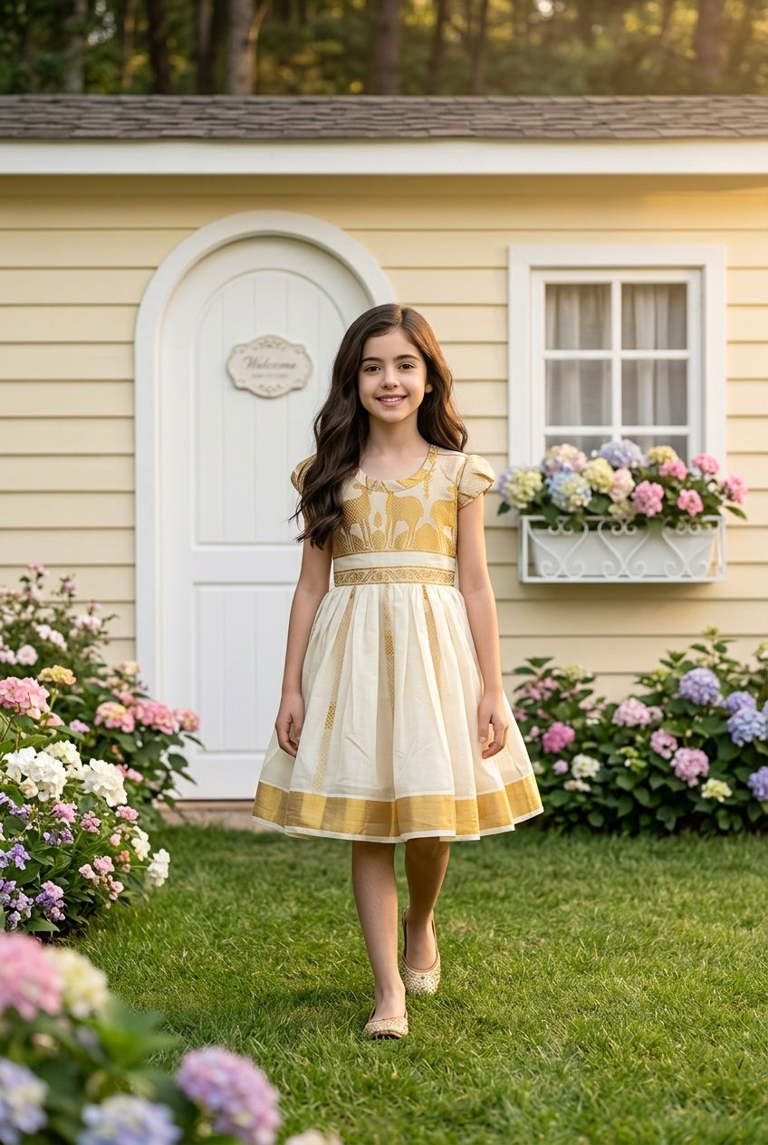Thumbnail: Onam girls frock (1-2y)