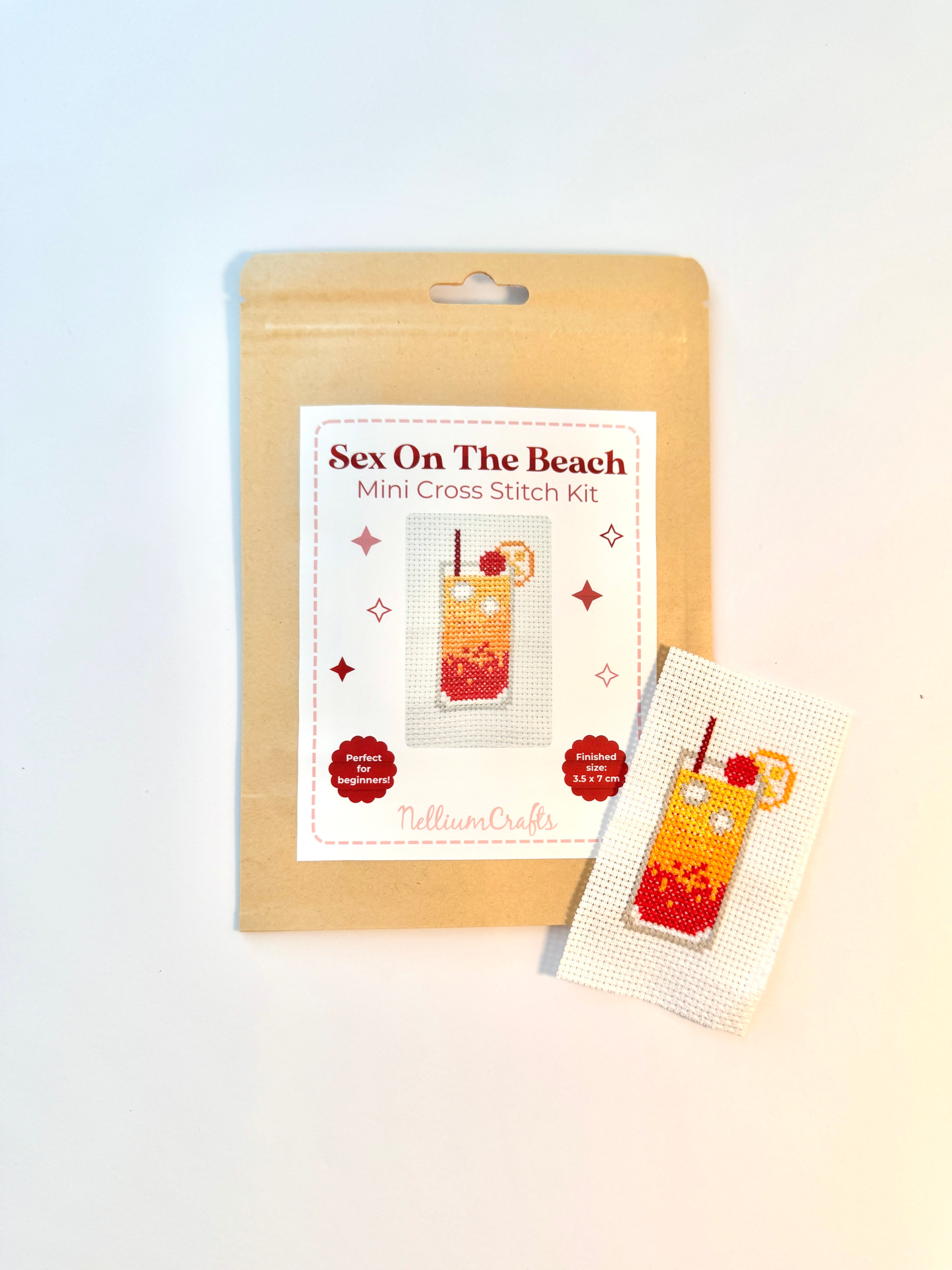 Sex On The Beach Cocktail Mini Cross Stitch Kit