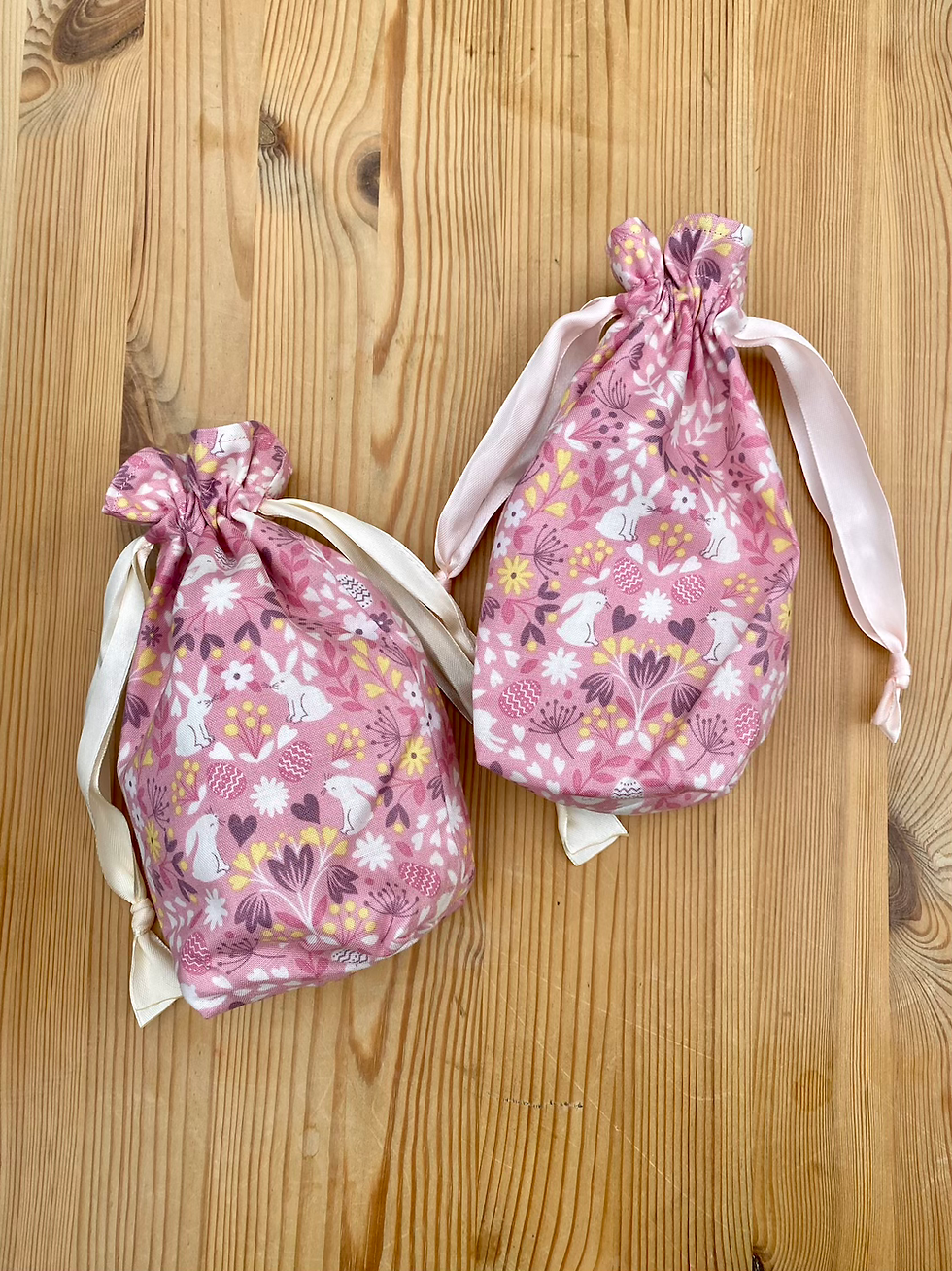 Thumbnail: Small Pink Easter Drawstring Bag