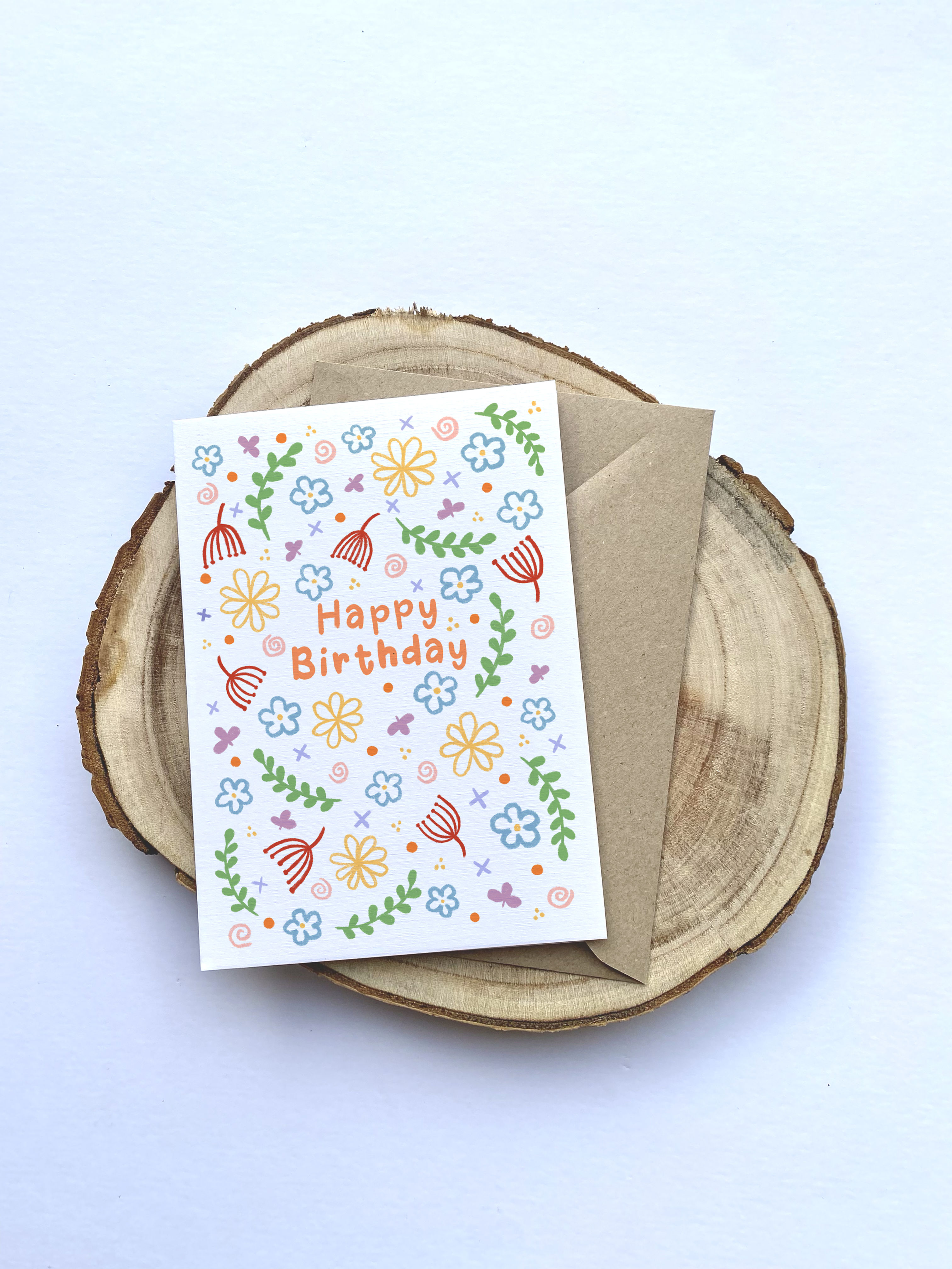 Happy Birthday Crayon Flowers