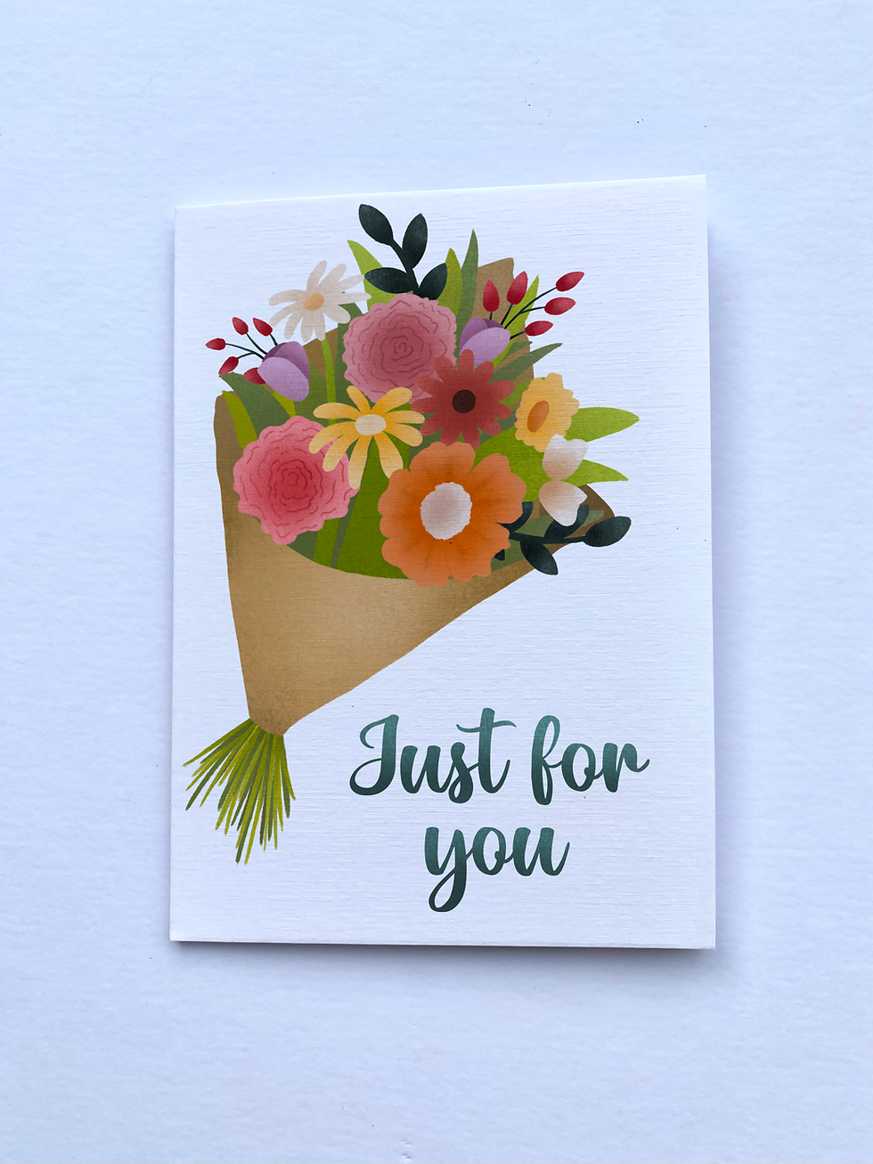 Thumbnail: Greetings card of the just for you with a bouquet of flowers design
