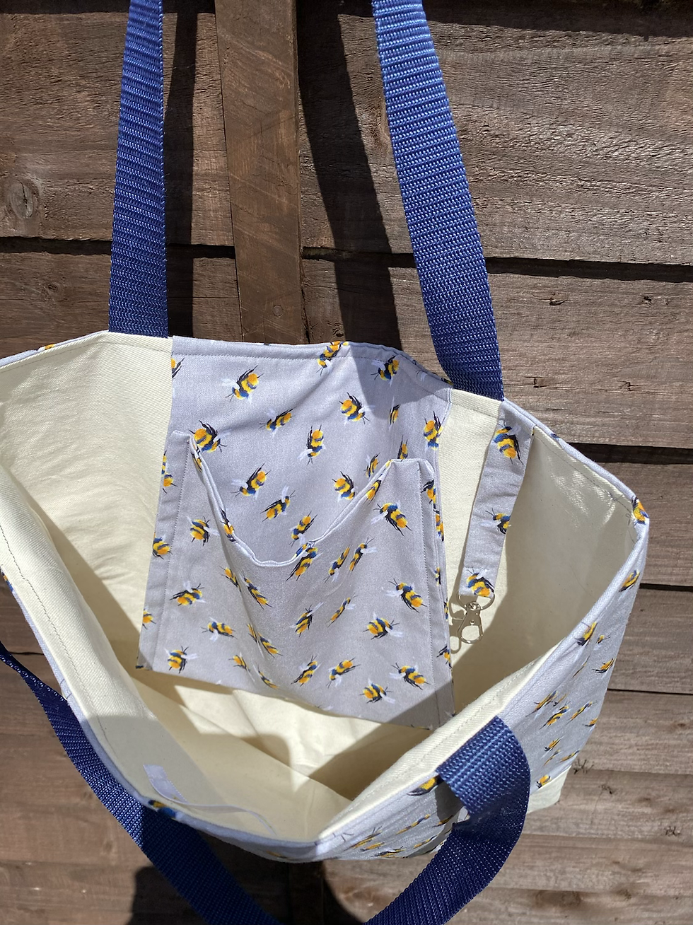 Thumbnail: Bumble Bee Large Canvas Tote Bag