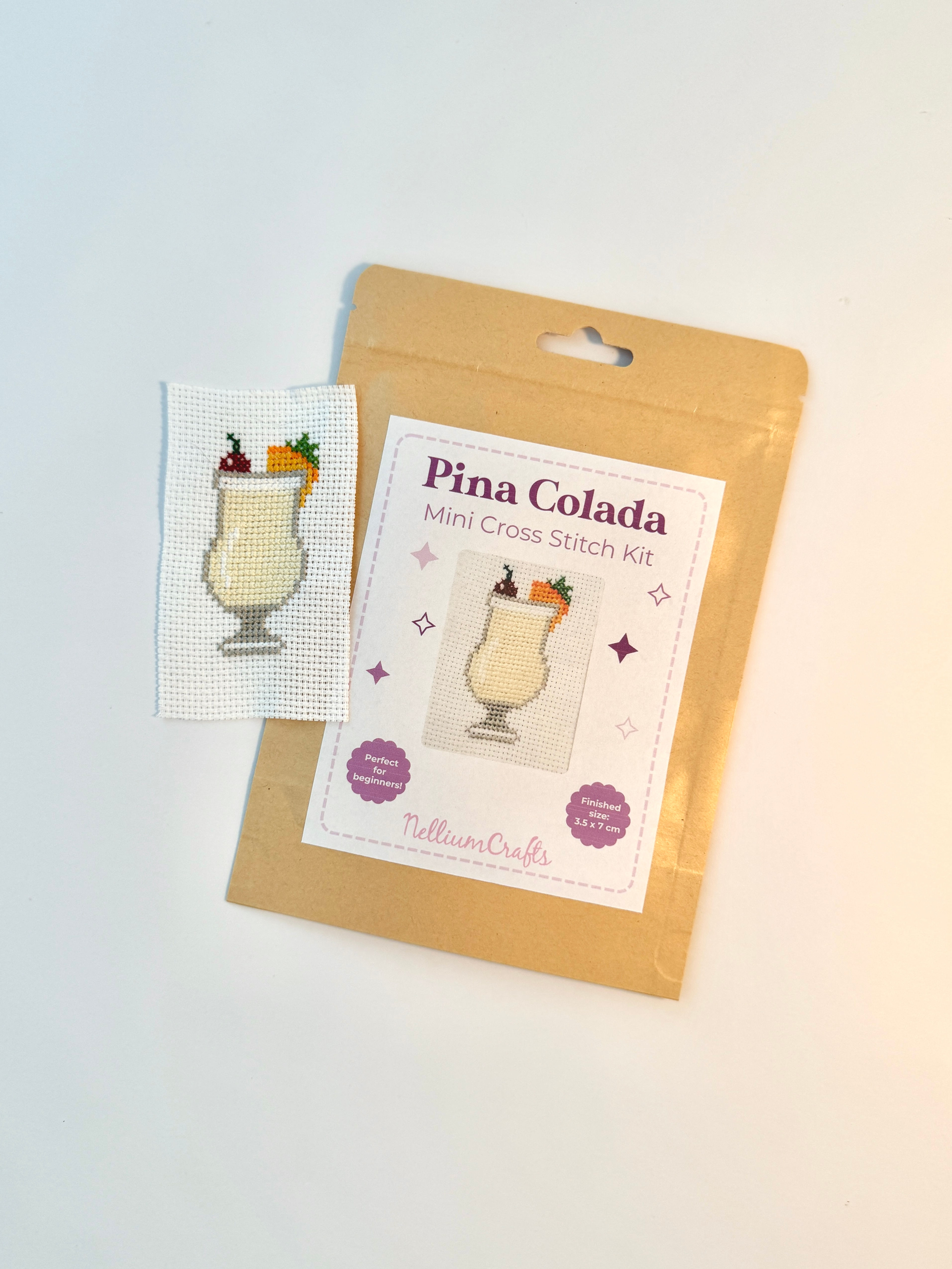 Pina Colada Cocktail Mini Cross Stitch Kit