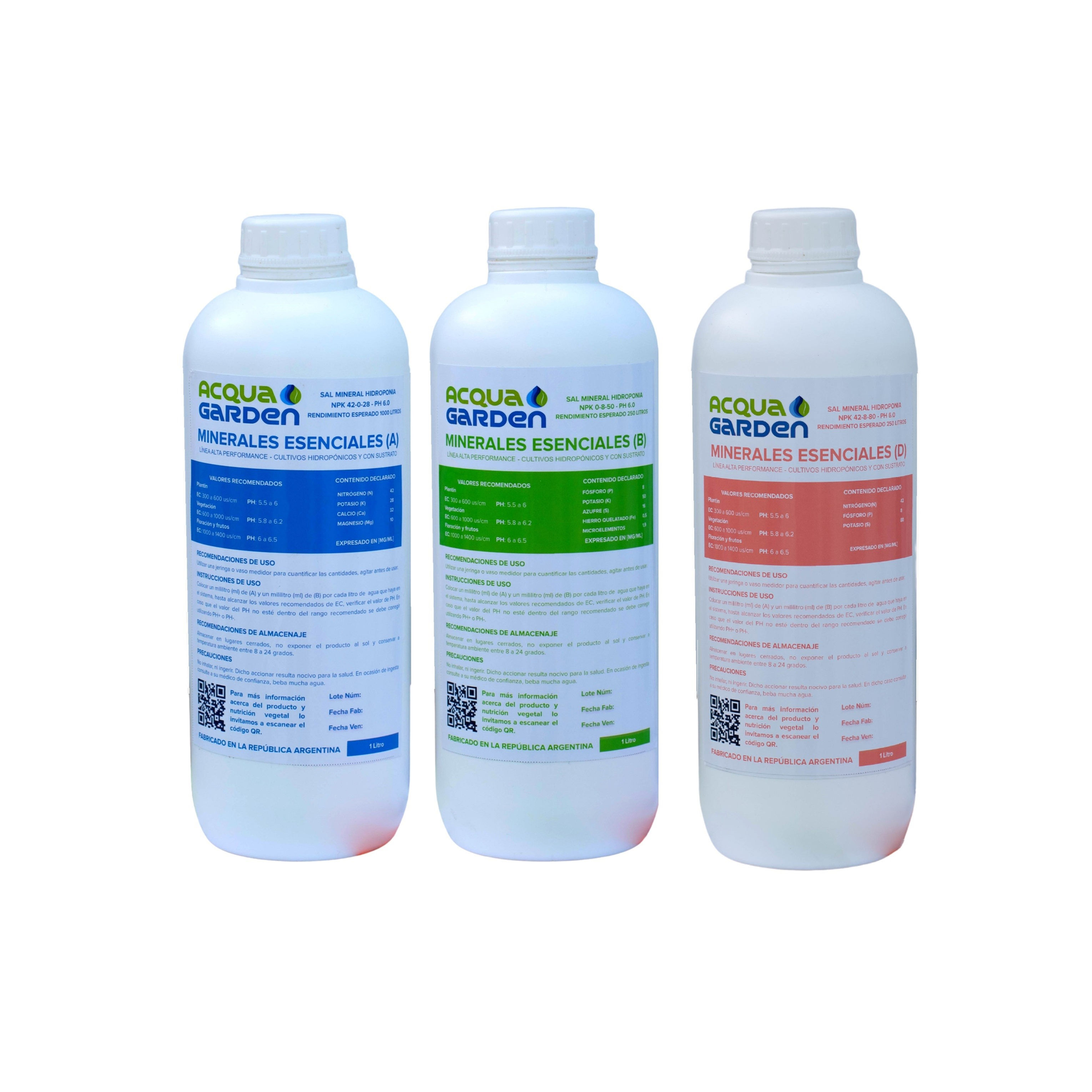 Sales minerales Hidroponia - Solución Nutritiva + Vegetacion - Fertilizante