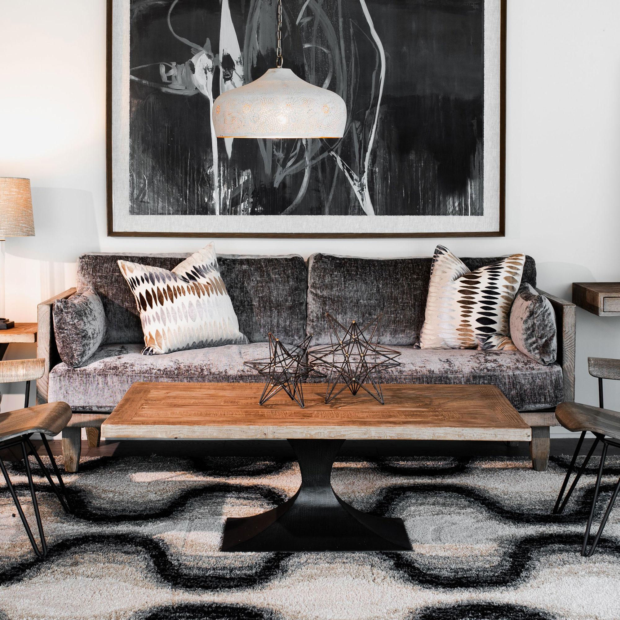 Chenille and Wood Designer Comfort Sofa