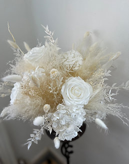 All White dried flower wedding bouquet collection