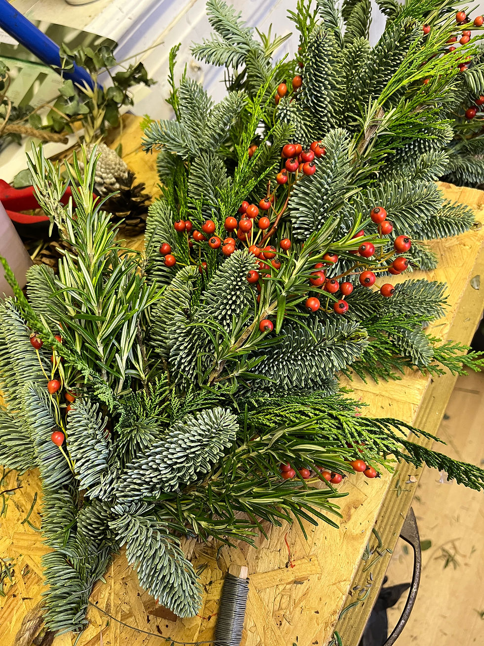 Thumbnail: Luxury Red Hot Rosemary Chilli Fresh Festive Garland