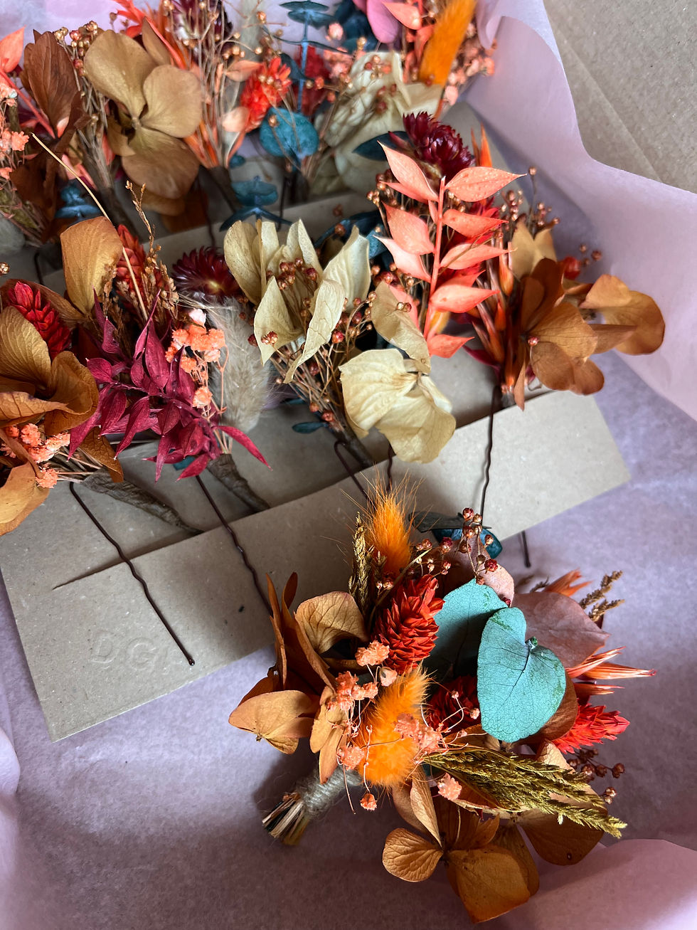 Thumbnail: Dried Flower Hair pins: Autumn bridal hair accessory