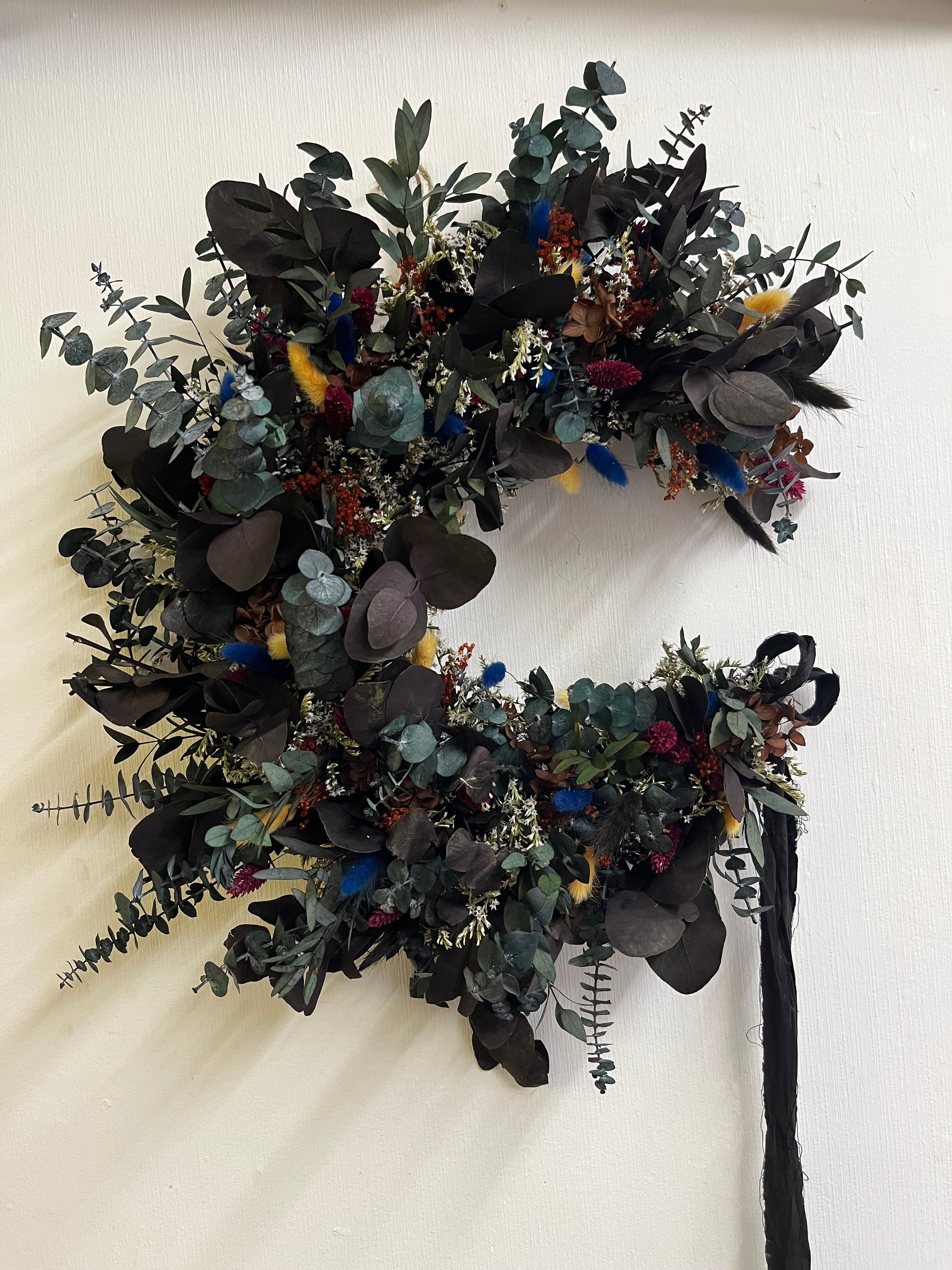 Crescent Moon dried and preserved flower Wreath