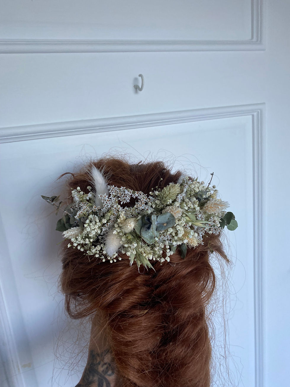 Thumbnail: Boho eucalyptus dried flower hair vine