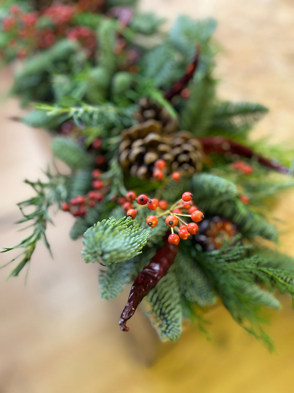 Thumbnail: Luxury Red Hot Rosemary Chilli Fresh Festive Garland