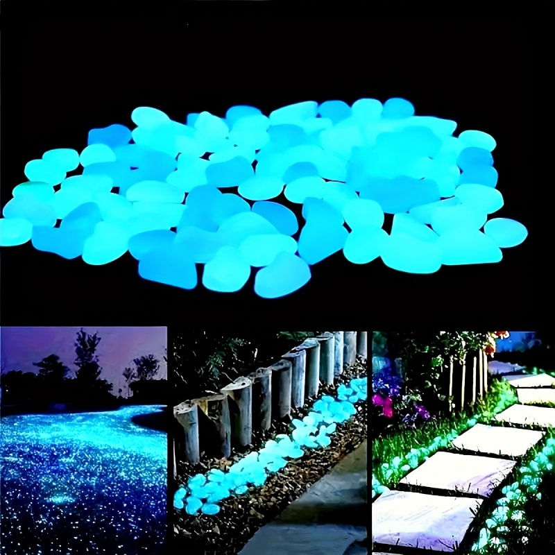 100pcs Glow In The Dark Pebbles, Resin Luminous Stones For Landscape, Garden Pat