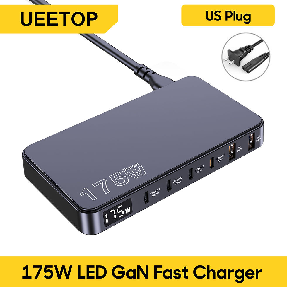 Thumbnail: Ueetop 175W GaN USB C Charger LED Display 6-Port Desktop Charger Type C PD 100W 