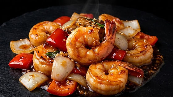 130. Gamberi in salsa piccante