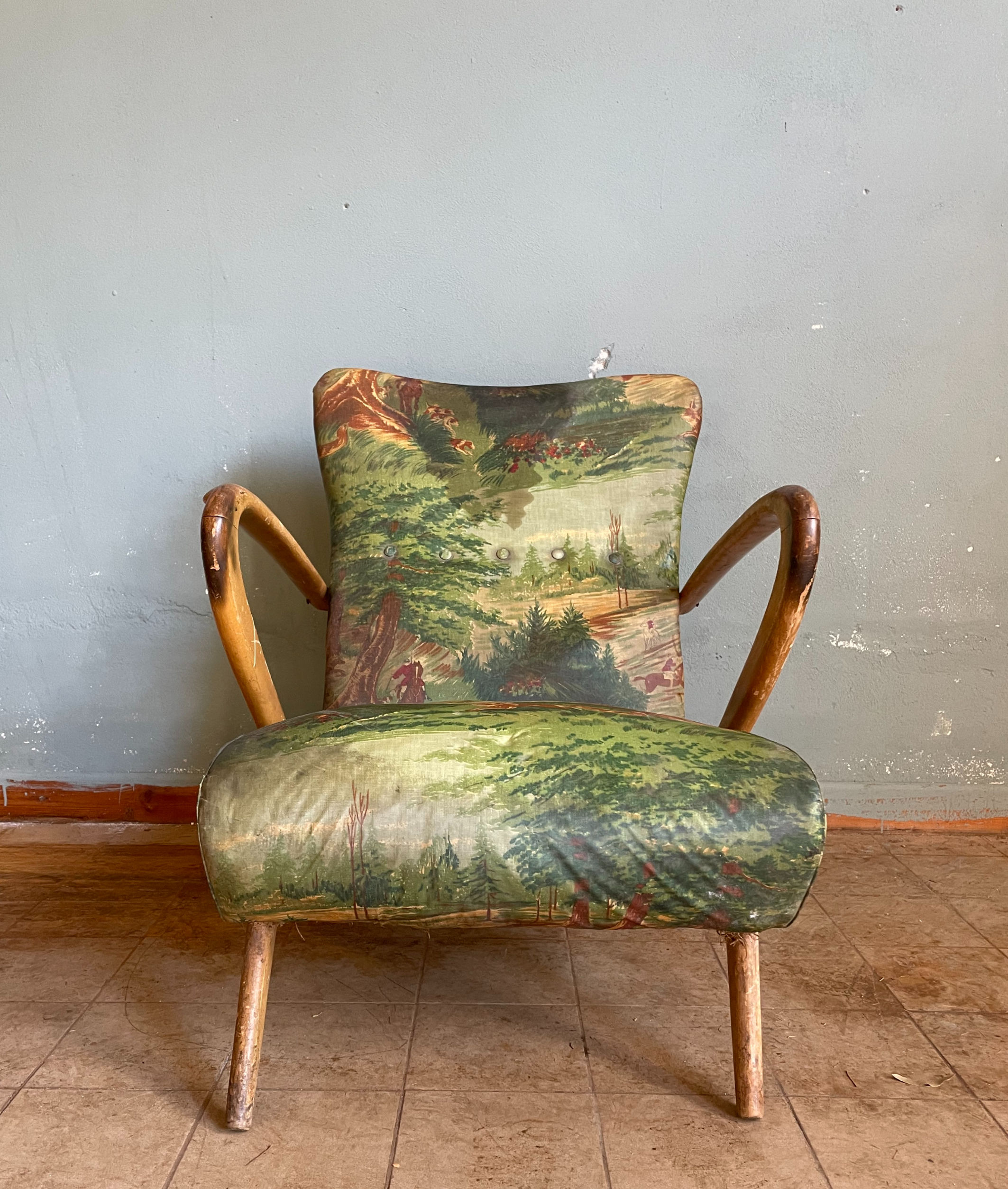 Poltrona con stampa bosco inglese