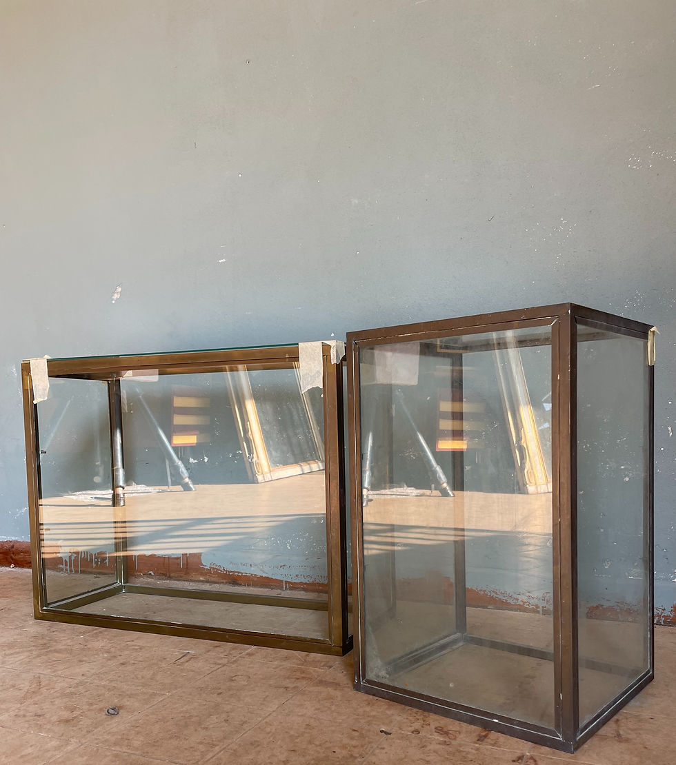 Teche espositive in vetro e metallo
