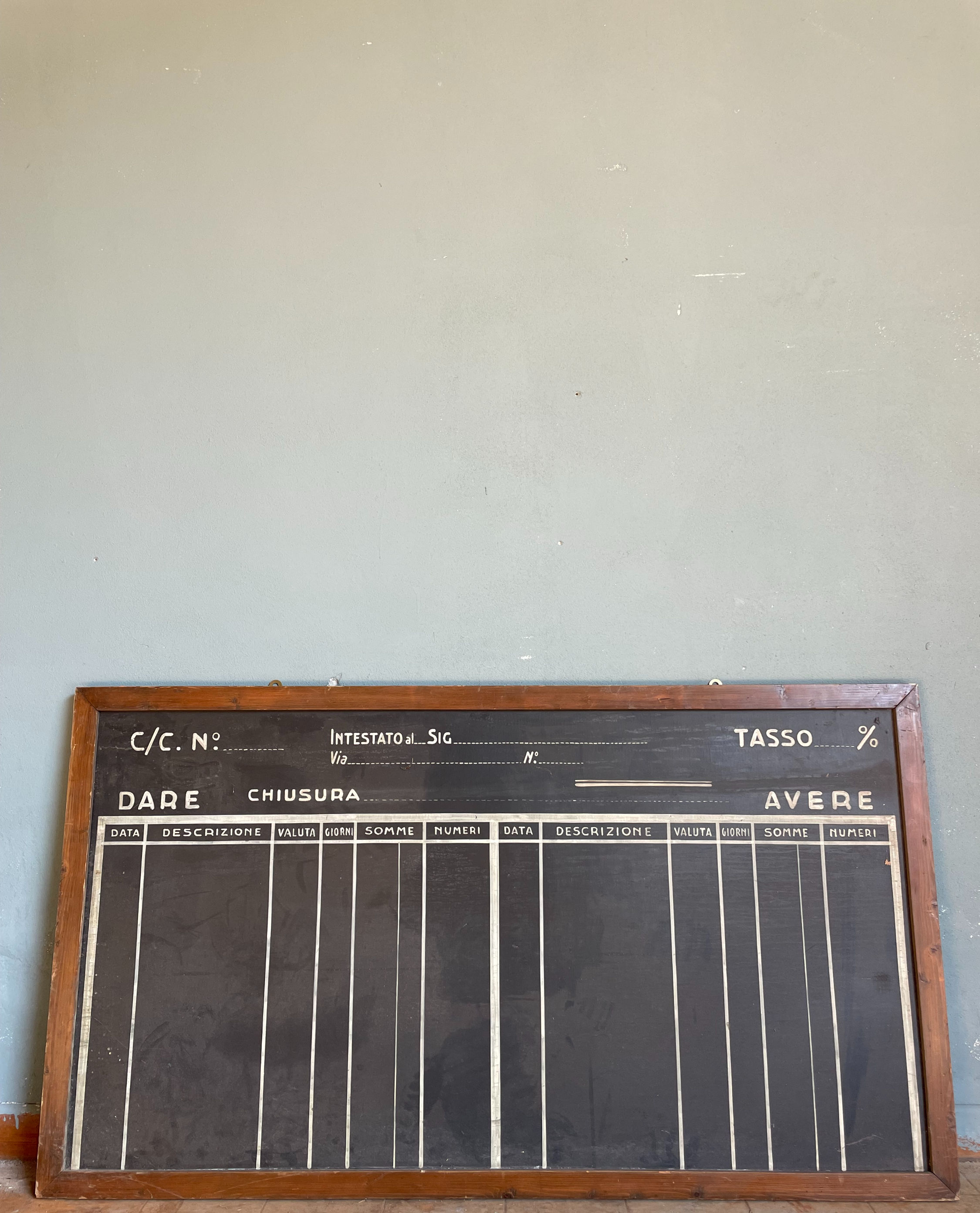 Lavagna contabile con cornice in legno