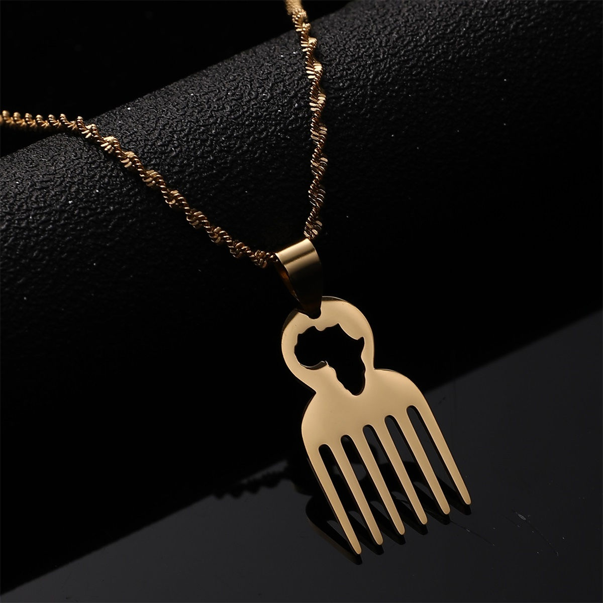 African Symbol Stainless Steel Africa Map Pendant Chain Necklace Ethnic Jewelry