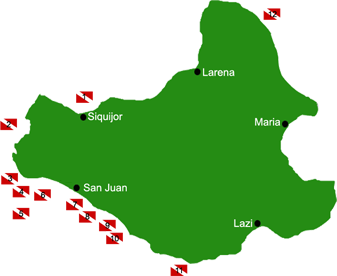 Dive site map Panglao