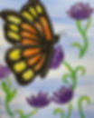 Colorful butterfly painting on purple flowers