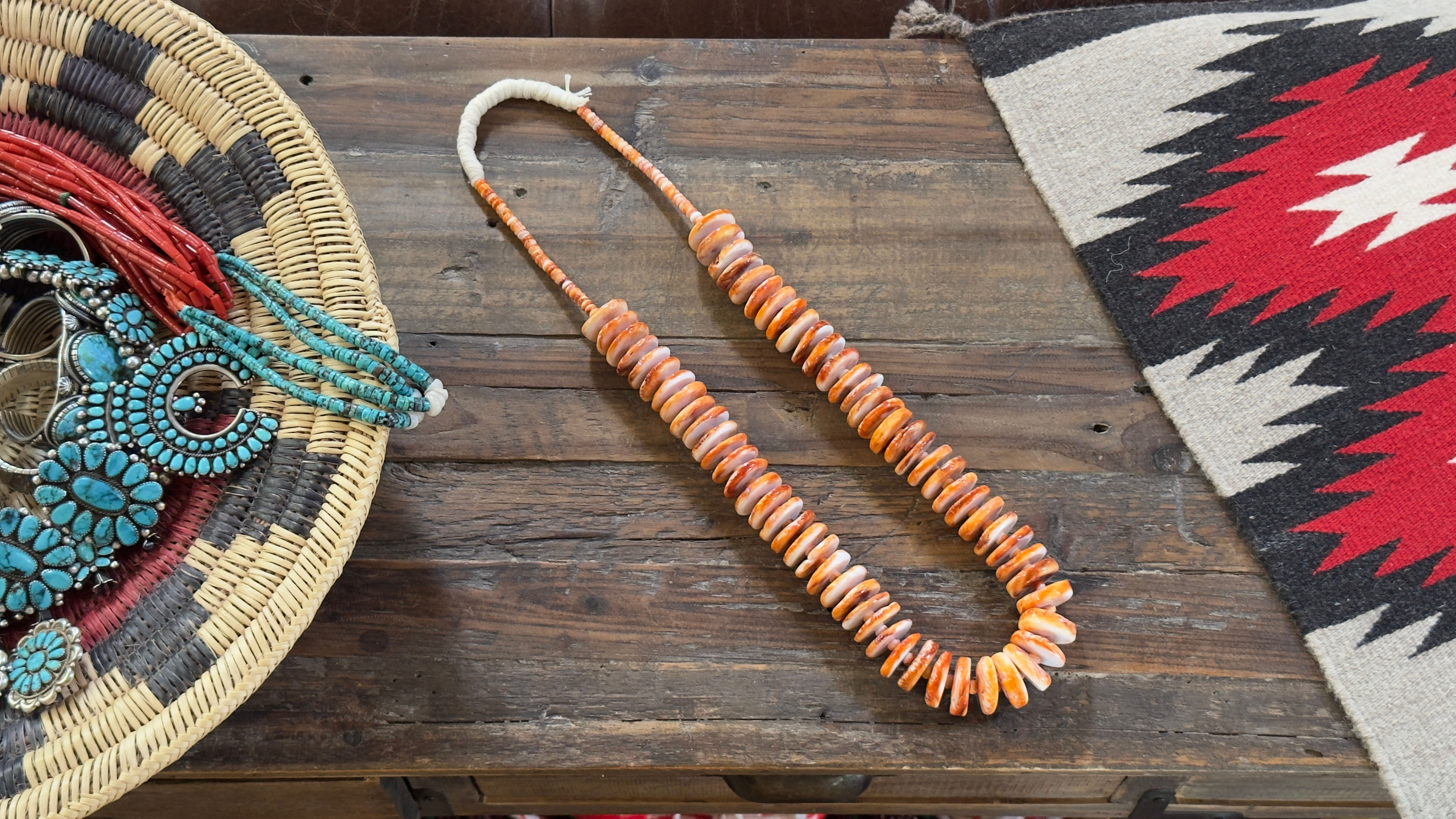 Orange Spiny Oyster Flats Necklace