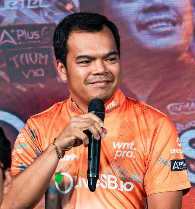 Carlo Biado at the 2025 Reyes Cup Press Conference