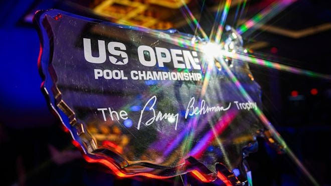 A photo of the US Open Pool ChampionshipTrophy for 2026