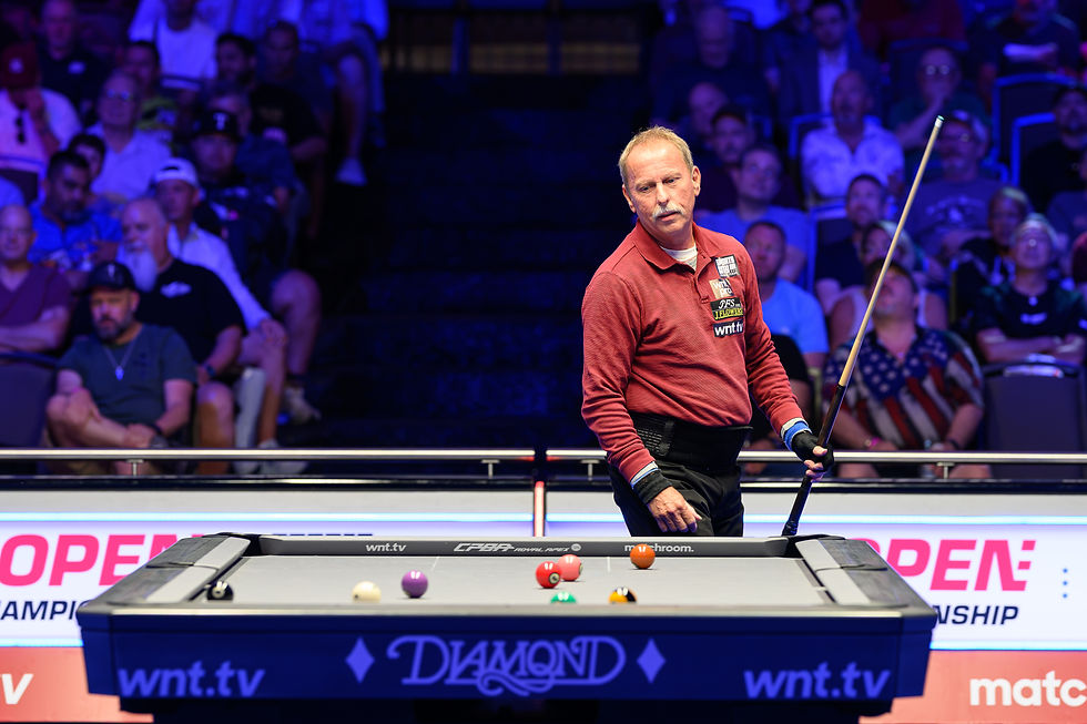 A photo of Earl Strickland on Day 2 at the US Open Pool Championship in Frisco, Texas